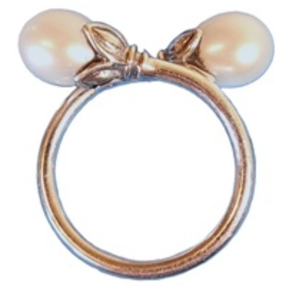 Sterling Silver Double Pearl Ring 5.5